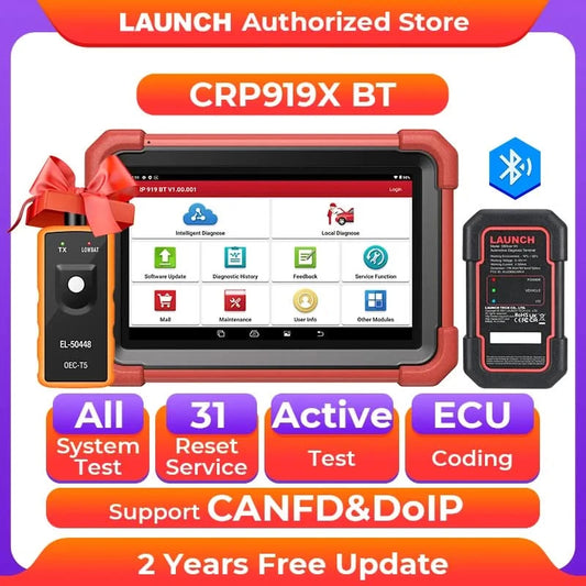 New LAUNCH X431 CRP919X BT OBD2 Scanner Automotive Diagnostic Tools Car CANFD DOIP ECU Coding OBDII Professional Free Shpping