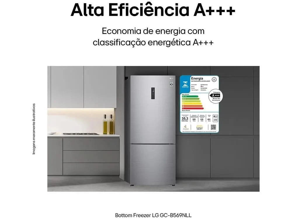 LG Frost Free Smart Inverse Silver Refrigerator/Cooler 451L Inox Look GC-B569NLLM.APZFSBS - 220V