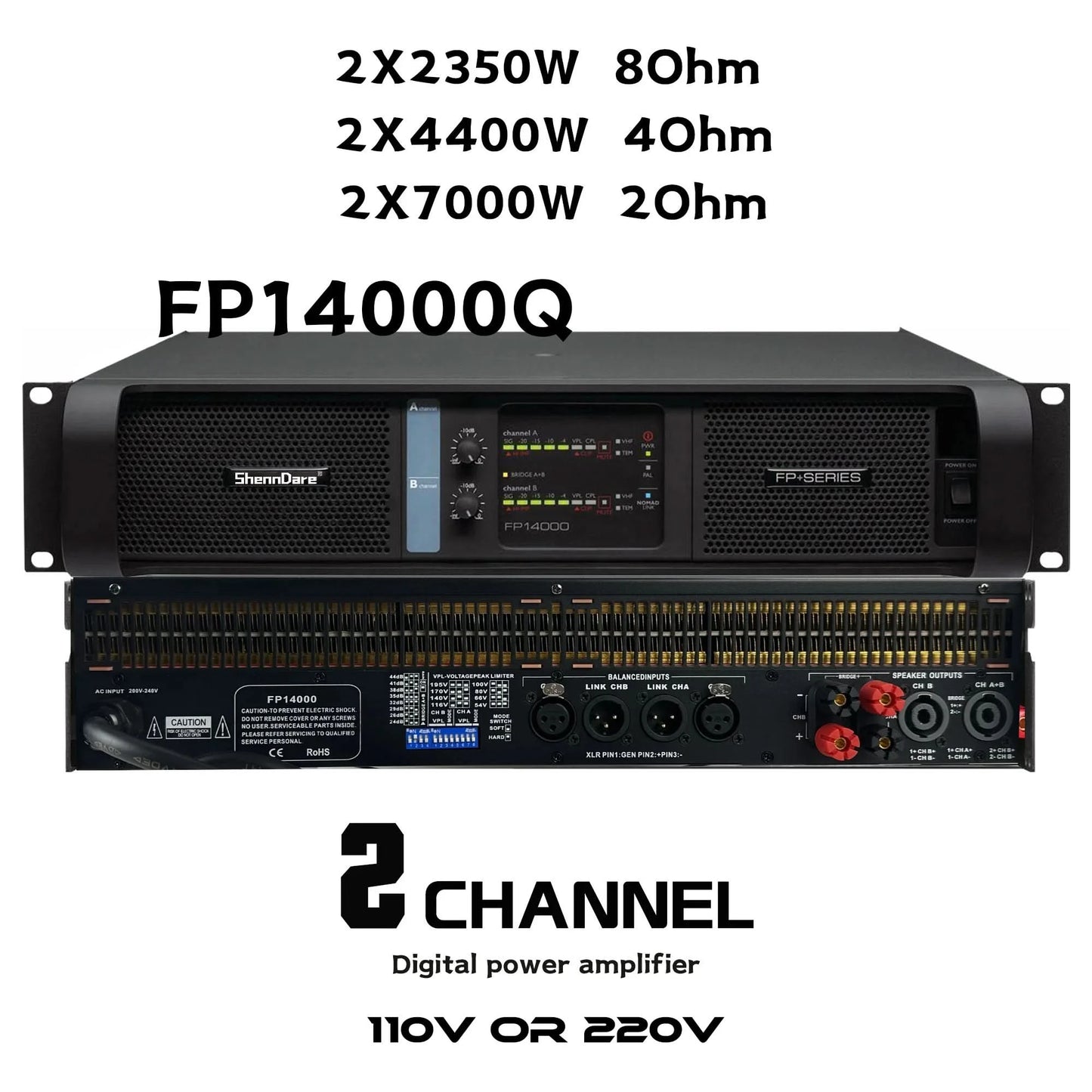 Original brand LOGO FP10000Q Professional Digital Power Amplifier 1x1350W 8OHM High Power Subwoofer Amplifier Line Array Speaker