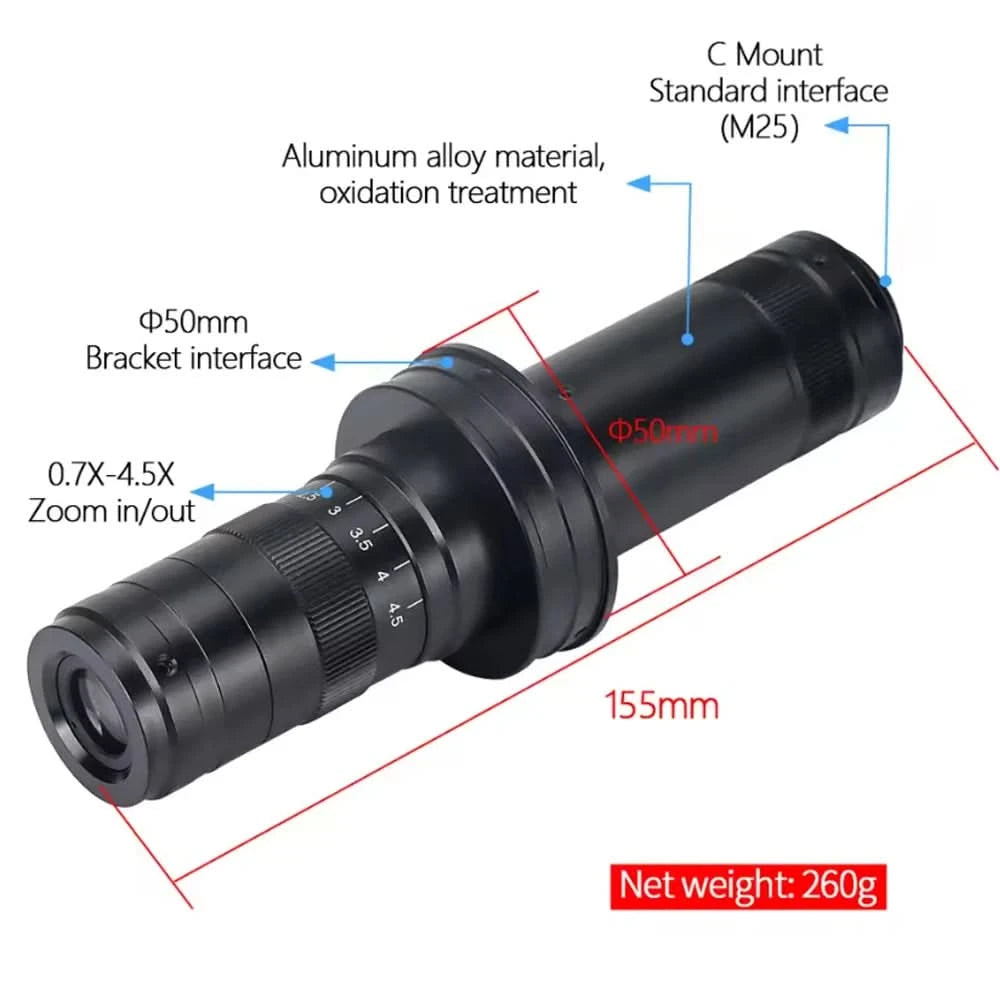 13MP Video Microscope HDMI VGA Industrial Microscope Camera 1-130X/150X/215X C mount Lens For Soldering Repair Image Collection