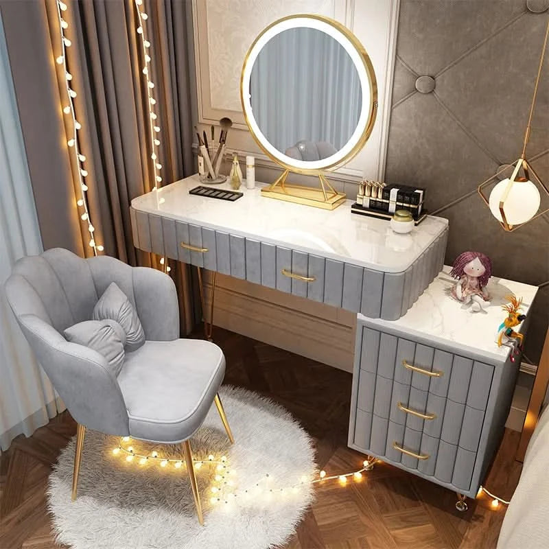 Modern Drawers Dressing Table Makeup Mirror Service Girl Pink Computer Vanity Table Living Room Vestidores Postmodern Furniture