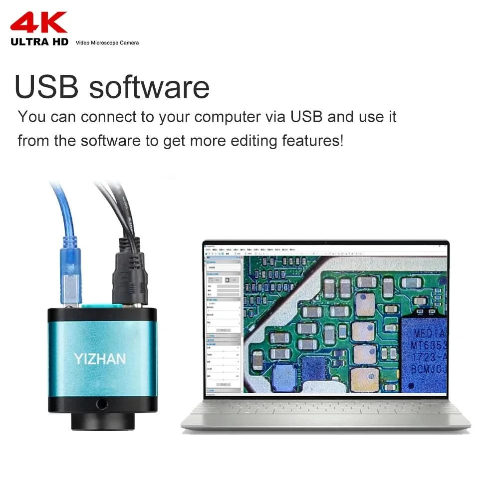 1080P 4K HD Industrial Microscope Digital Camera Via USB-C Measurement  215X/180X/130X C-Mount Lens For PCB Soldering,no base
