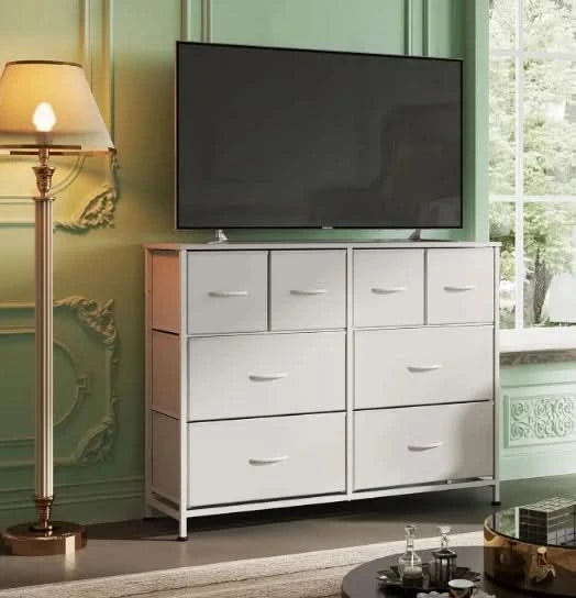 Living Room Closet Hallway White Bedroom Furniture Wide Steel Storage Organization Dresser Chest Drawers