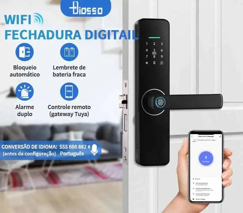 Do Brasil Tuya wifi Digital Electronic Door Lock App Remote Unlocking Fingerprint Door Lock for home house apartment