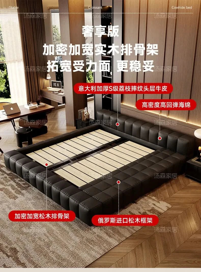 Double bedroom beds full size bed frame bedroom furniture Home 150x200 180x200 cm Luxury modern leather wedding bed 2 people