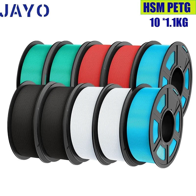 JAYO High Speed Matte PETG Multiple Colors Mixed 10 Rolls Filament 175mm Non-toxic Bubble Free Smooth Suitable for 3D Printi