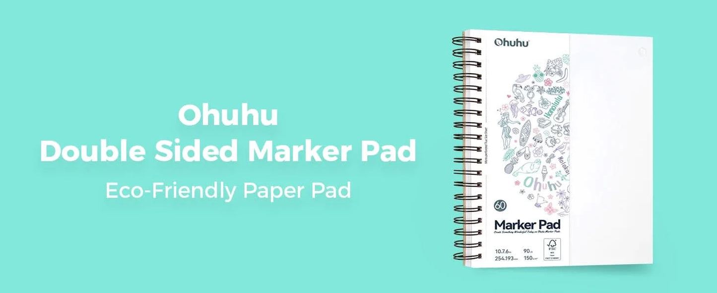 Ohuhu Double Sided Marker Pads Art Sketchbook Bleedproof Spiral Bound Sketching Book for Alcohol Markers Drawing Notebook School
