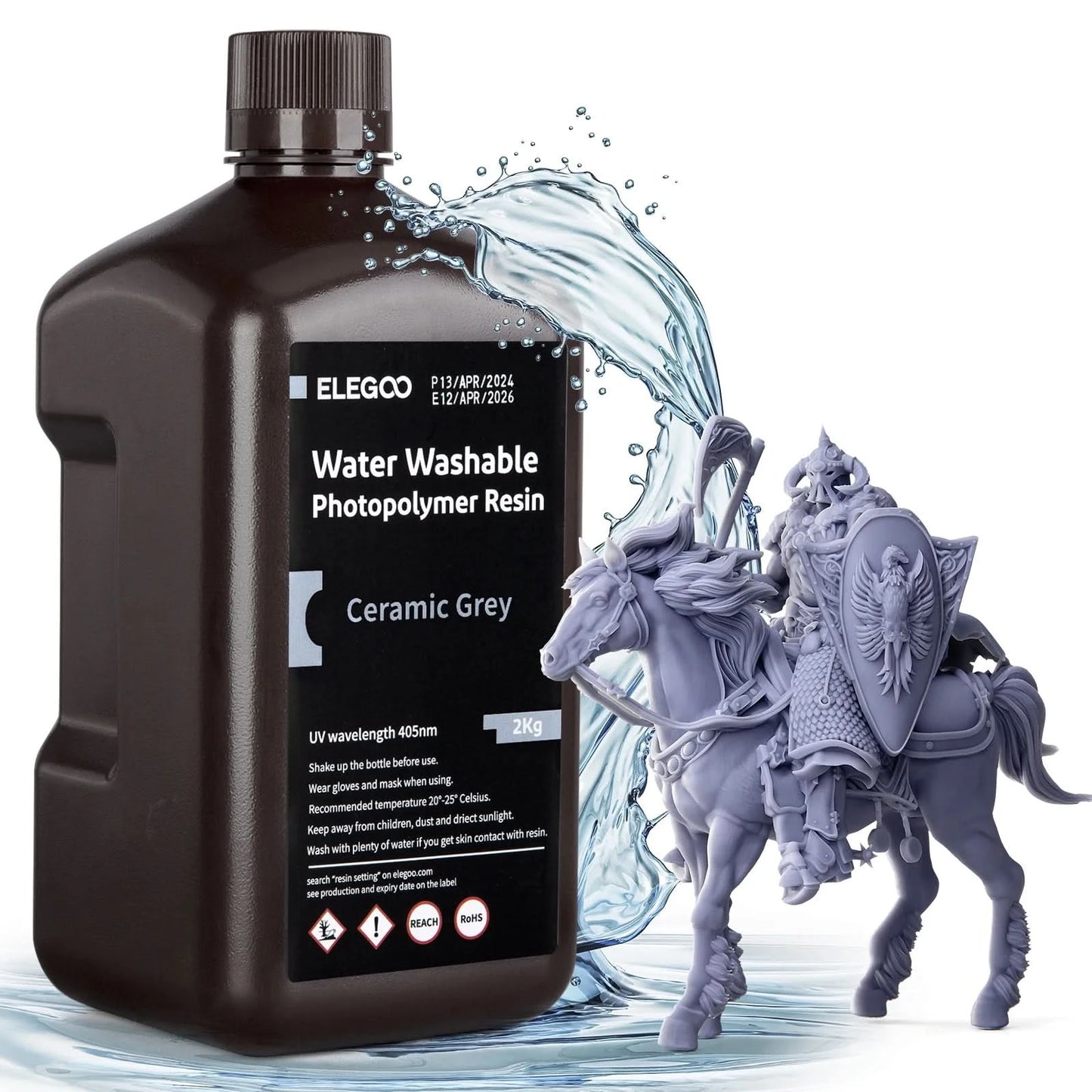 ELEGOO Water Washable 3D Druckerharz LCD UV-härtendes Harz 405nm Standard Photopolymerharz für LCD 3D-Druck 1000g 8 Farben