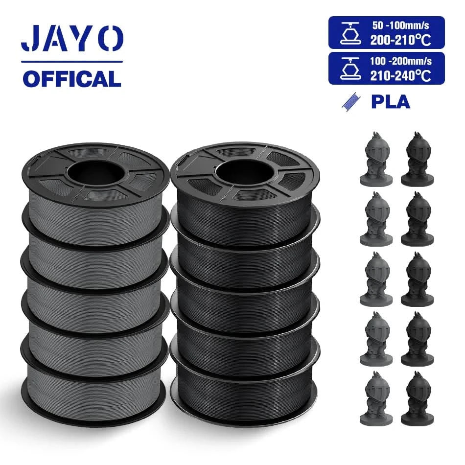 JAYO PLA Filament 1,75MM 10 Rollen/Set PLA 3D-Druckerfilament Multicolor für FDM 3D-Drucker Sauber gewickelte 3D-Druckmaterialien