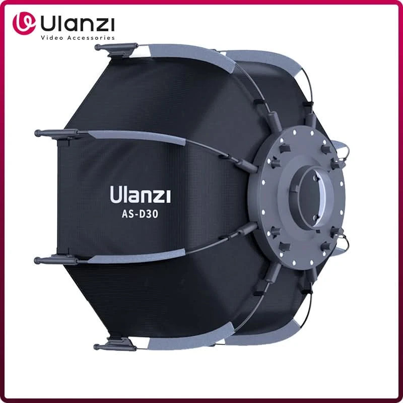 Ulanzi AS-D30 30cm achteckige Softbox Mini Bowens Mount Schnellspann-Wabengitter-Softbox für Ulanzi LT028 LT005 COB-Licht