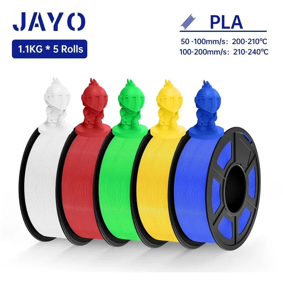 JAYO PLA Filament 1.75MM 5Rolls 3D Printer Filament PLA 100% No Bubble for FDM Coloful 3D Printing Material DIY Gift