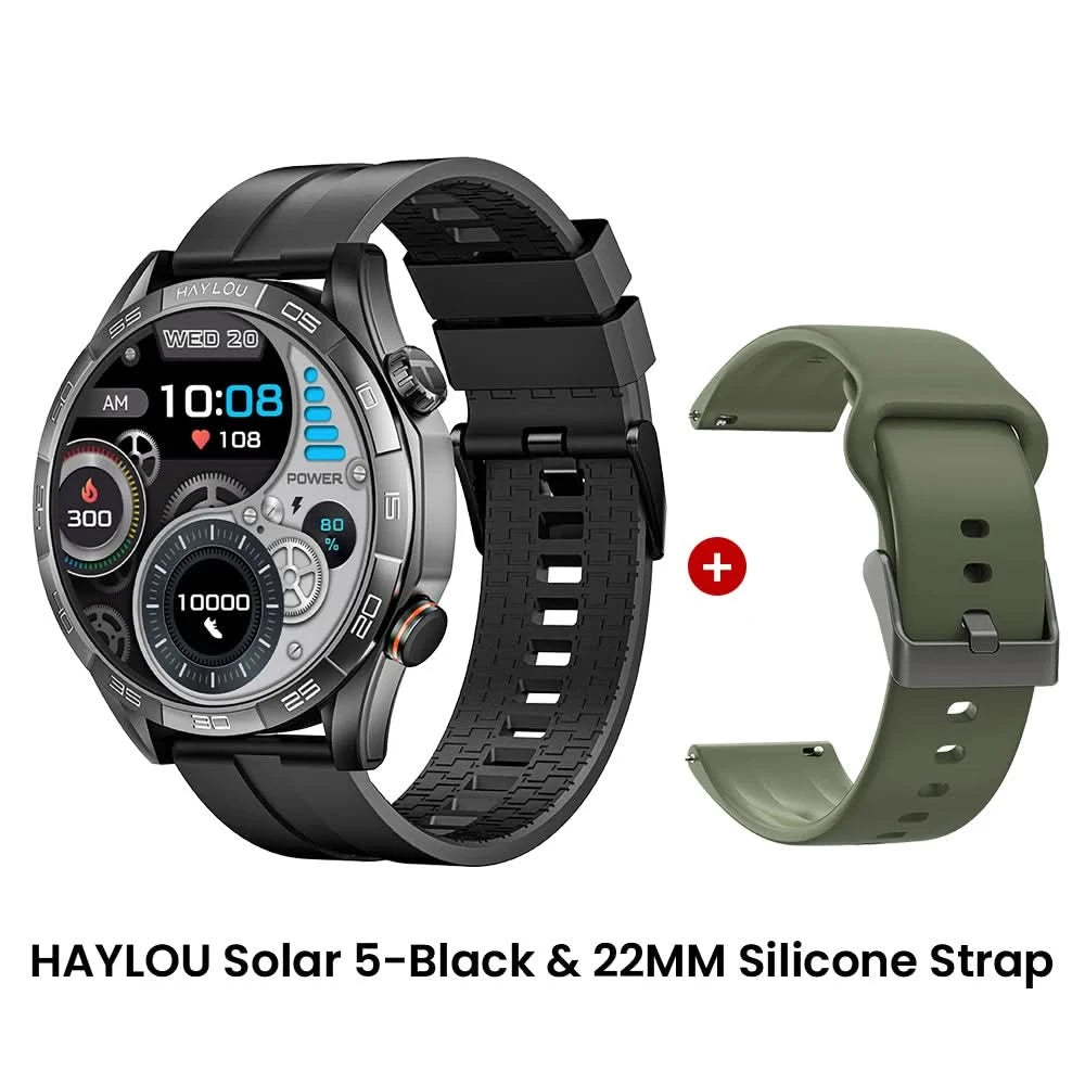 HAYLOU Solar 5 Smartwatch mit Sprachanrufen 1.58'' AMOLED Display 60Hz Smart Watch 24H Gesundheitsüberwachung Sport-Smartwatch für Herren
