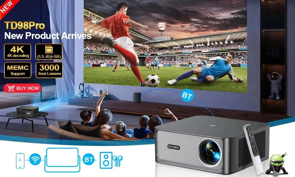 ThundeaL TD92 Pro Full HD Projector Portable Home Theater for 2K 4K 1080P Video Android WIFI Phone TD92Pro Beam Projector Cinema