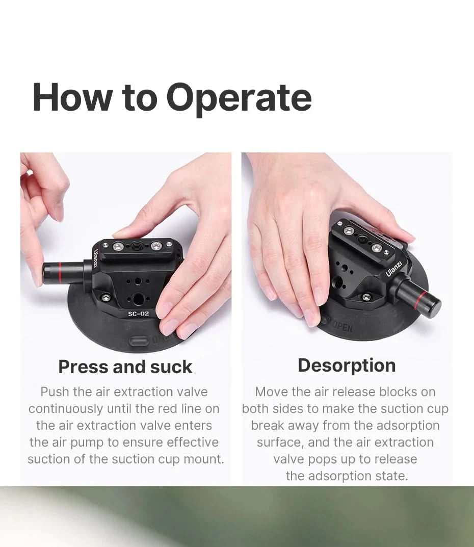 Ulanzi Auto-Handy-Action-Kamerahalter Handpumpe 360° Saugnapf verstellbar professionell für GoPro für Insta360 für DJI Action
