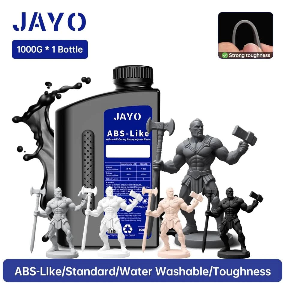 JAYO UV-Harz ABS-ähnlich/Standard/Pflanzlich/Nylon-ähnlich/Wasserwaschbar 1KG 405nm Flüssiges Rapid UV-Härtung für LCD 3D-Druckmaterial