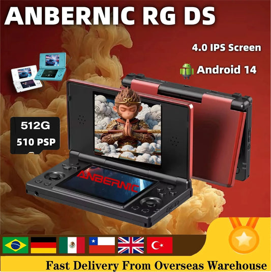 ANBERNIC RG DS Handheld Game Console 4" IPS Multi-touch Screen Android RK3568 64-bit 4000mAh Dual-screen Flip Video Games Player