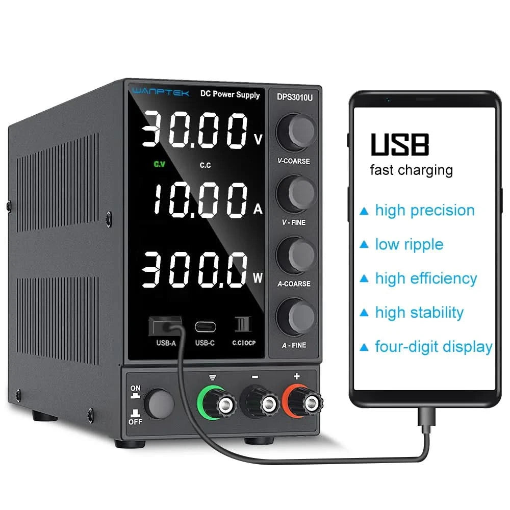 Wanptek Einstellbares Gleichstromnetzteil 30V 10A 60V 5A Labornetzgerät Stabilisiertes Netzteil Spannungsregler Schalter 220V