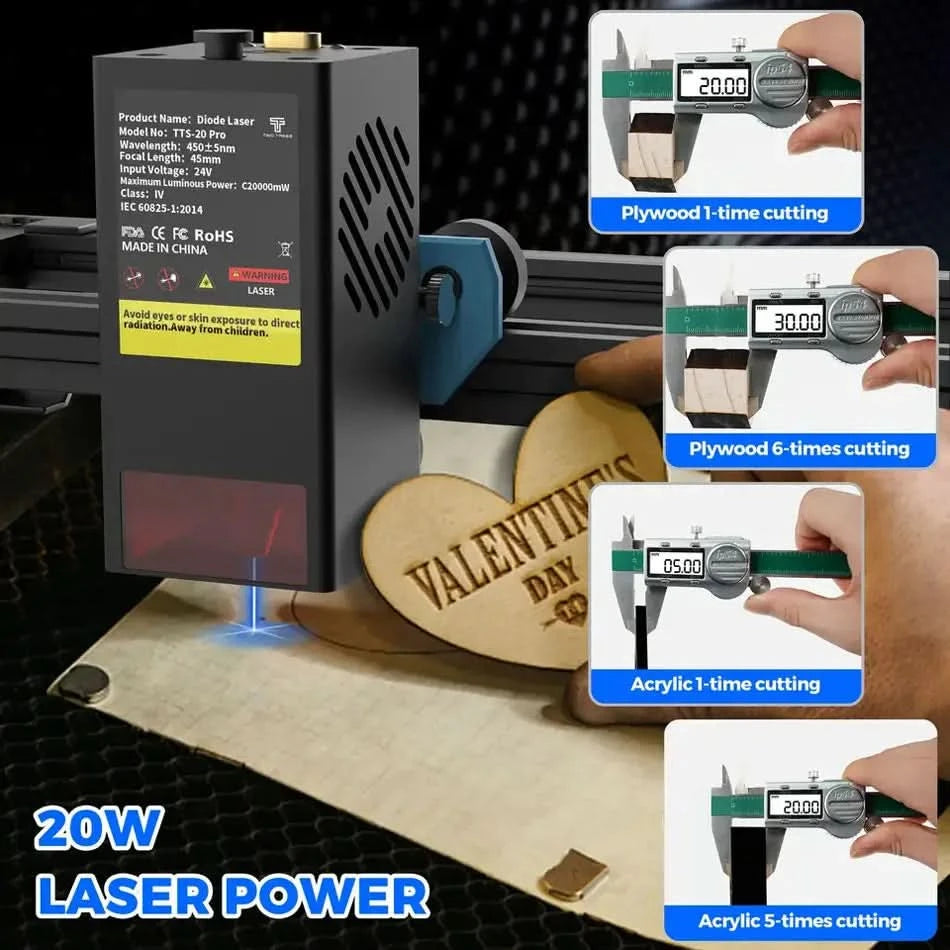 Twotrees TTS-20 Max Metall-Lasergravurmaschine 600x600mm Arbeitsbereich Laserschneidmaschine zum Schneiden von MDF Acryl Leder Holz