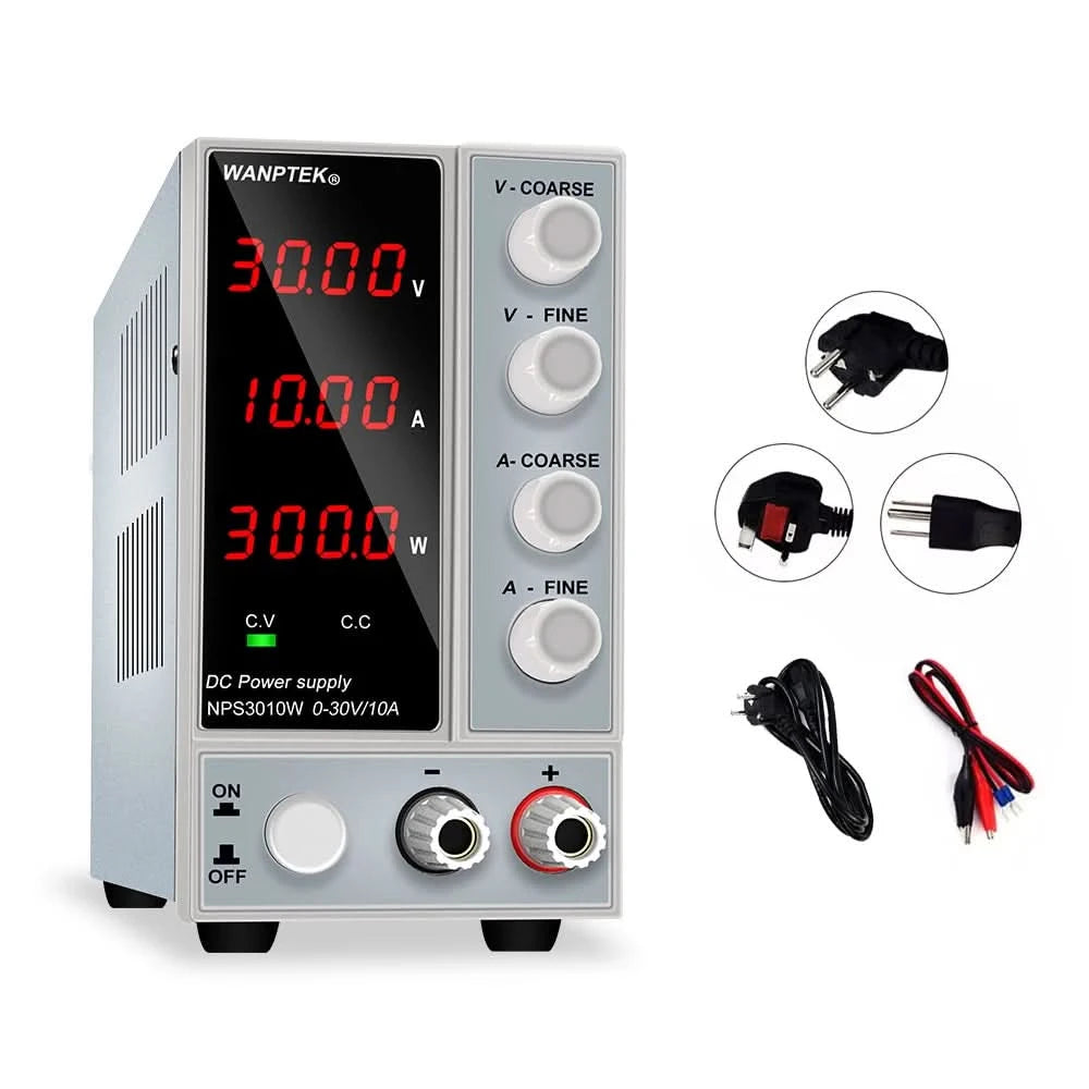 Wanptek Einstellbares Gleichstromnetzteil 30V 10A 60V 5A Labornetzgerät Stabilisiertes Netzteil Spannungsregler Schalter 220V