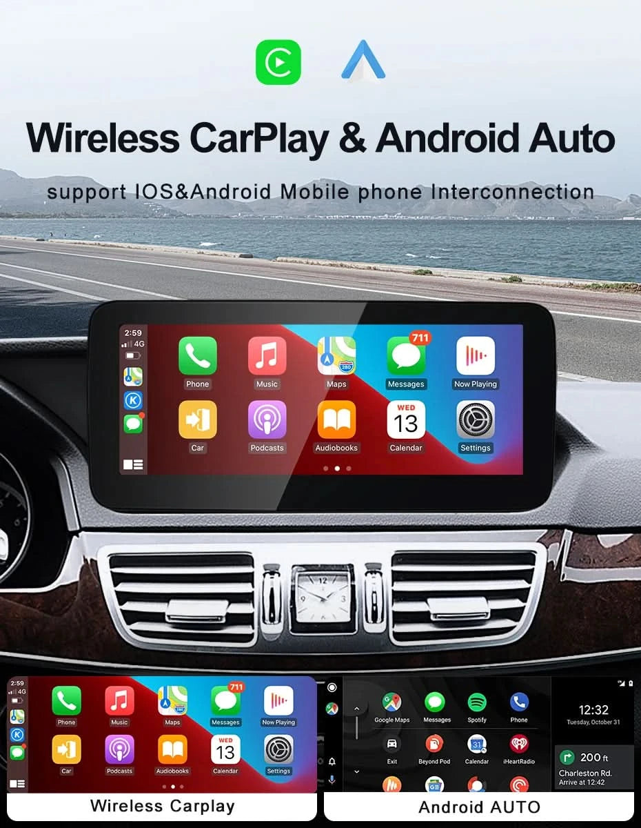 STWE Neues Auto Multimedia Drahtloses Android AUTO CarPlay 10,25 Zoll 12,3 Zoll Bildschirm für Mercedes Benz E-Klasse W212 Auto-Videoplayer