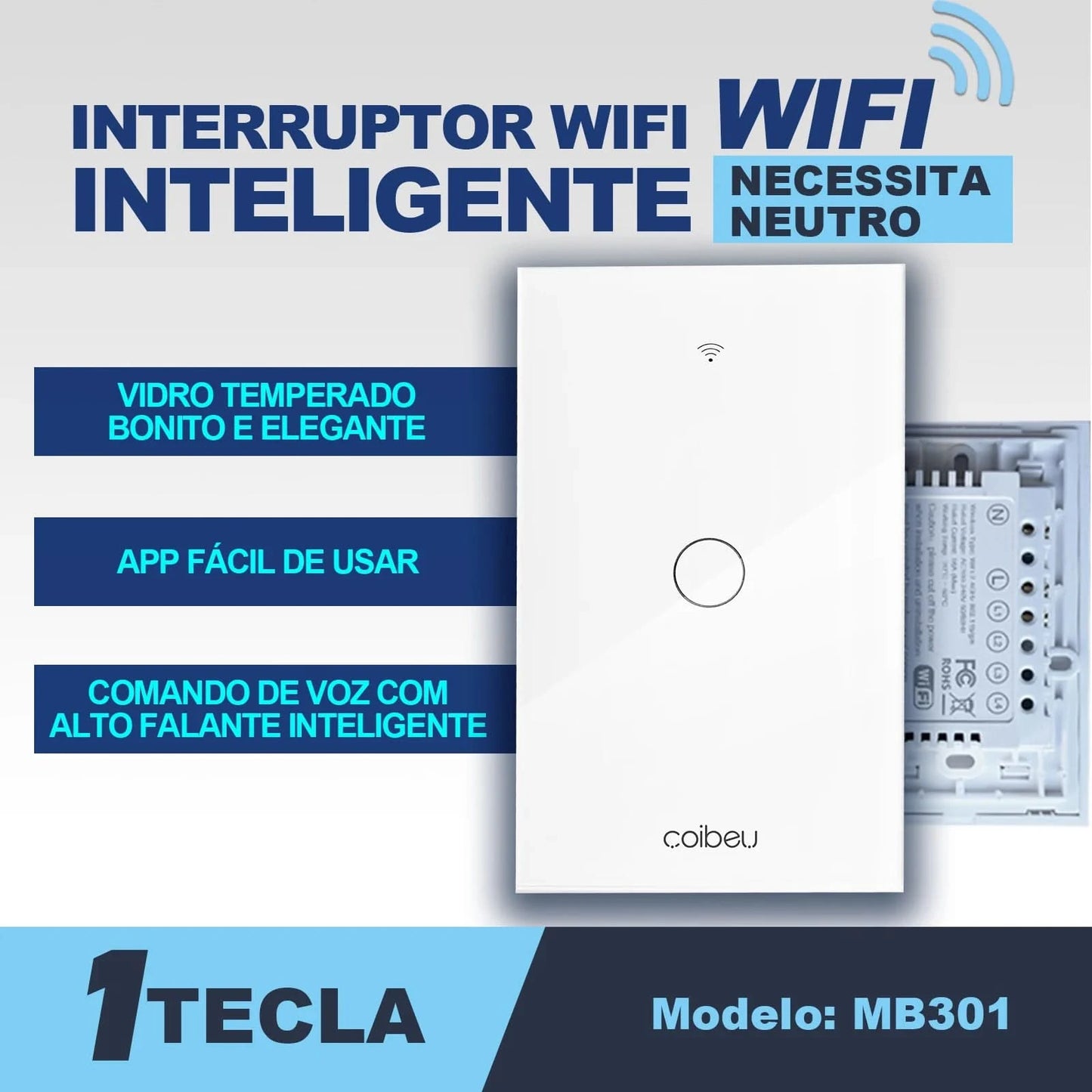 Neutralleiterloser WLAN-Smart-Schalter, Alexa, WLAN-Smart-Steckdose, Alexia, Tuya, WLAN-Standard-Smart-Schalter Brasilien
