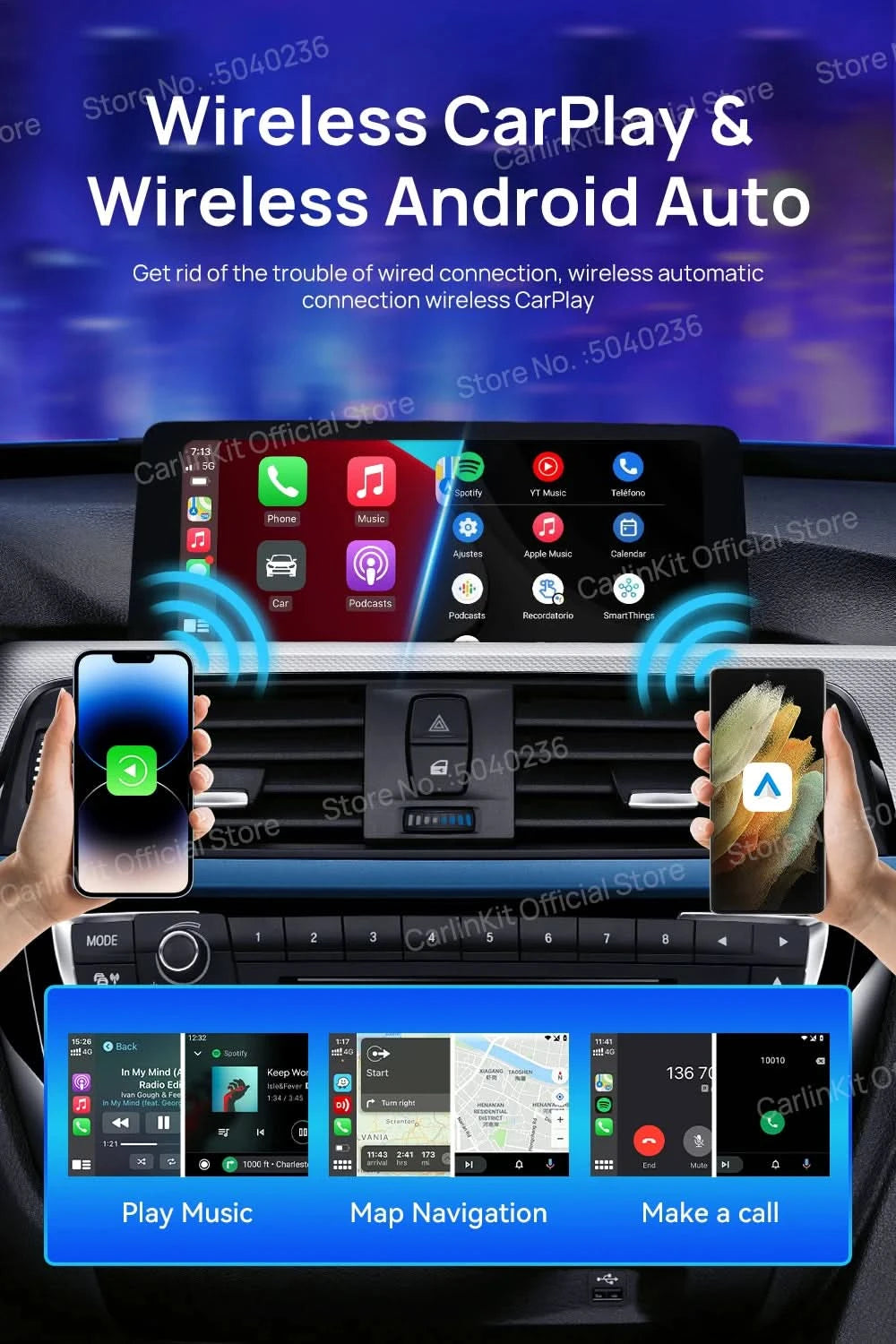 2026 CarlinKit CarPlay AI Box Android 13.0 SM6225 8-Core Android Auto Wireless CarPlay Adapter 2.4+5GGPS 64G 128G FOTA-Upgrade
