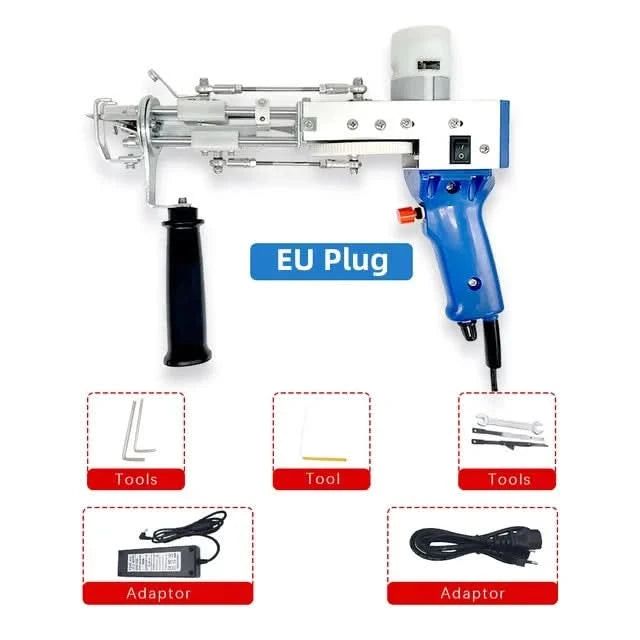2-in-1-Tufting-Gun-Set, elektrische Tufting-Pistole, 7–21 mm Tufting-Pistole, mit Wollgarn und Tufting-Gewebe, Trimmer für Anfänger