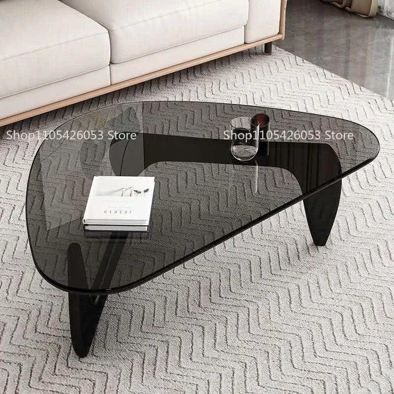 Modern simple creative round coffee table household small apartment living room tempered glass coffee table Internet celebrity