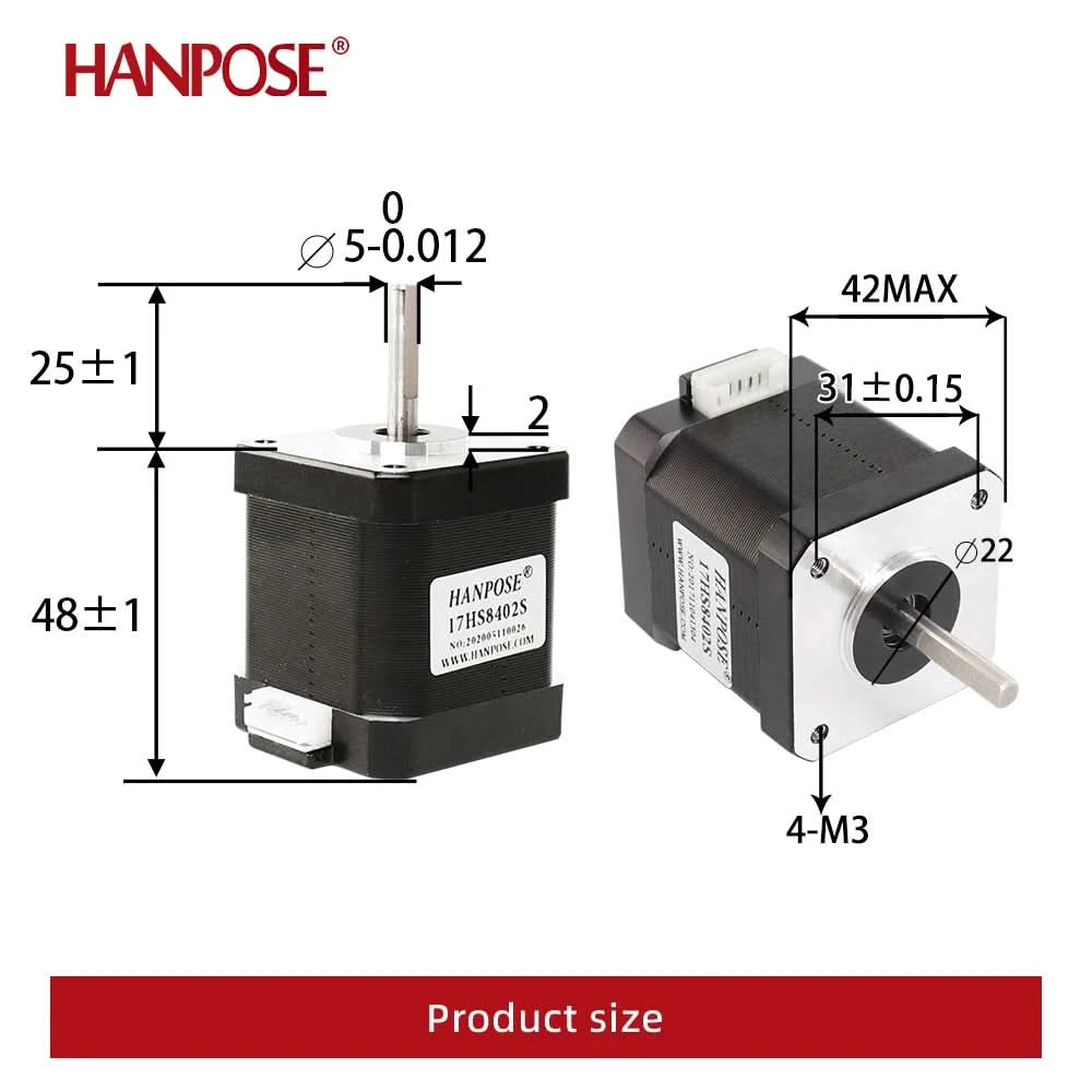 HANPOSE Nema17 Schrittmotor, Drehmoment 78 oz-in (52 N-cm), Strom 1,8 A. Modelle 17HS8401 17HS 2408 17HS3401S 17HS4401S 17HS6401S