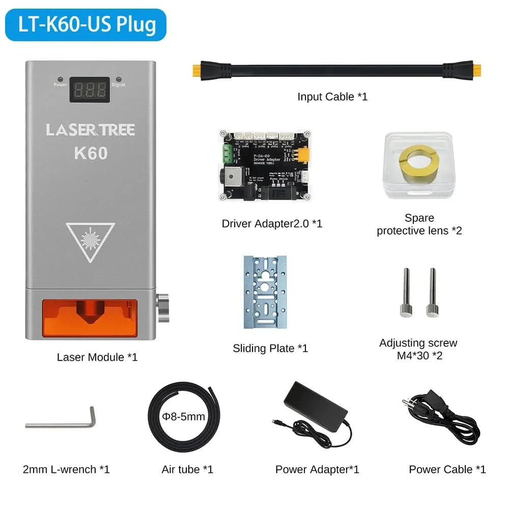 LASER TREE Laser Module 10W/20W/30W/40W Optical Power with Air Assist Laser Head TTL Blue Light for Engraver Cutting Wood Tools