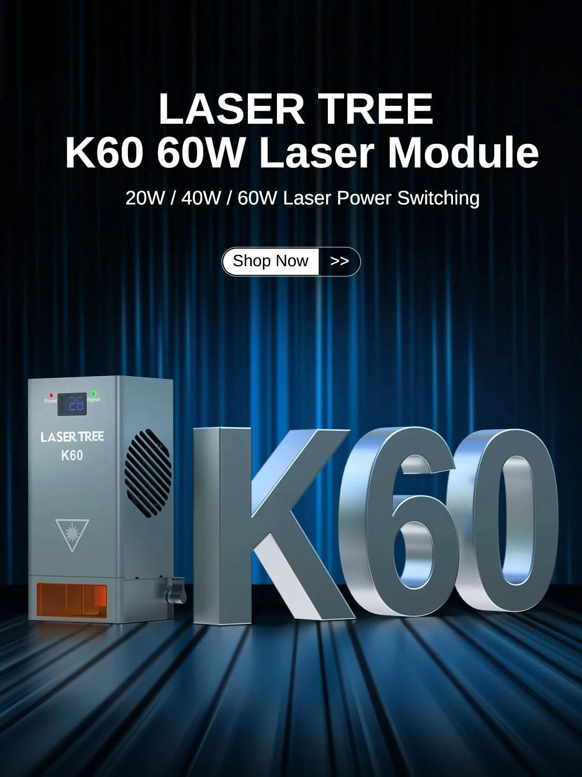 LASER TREE Laser Module 10W/20W/30W/40W Optical Power with Air Assist Laser Head TTL Blue Light for Engraver Cutting Wood Tools