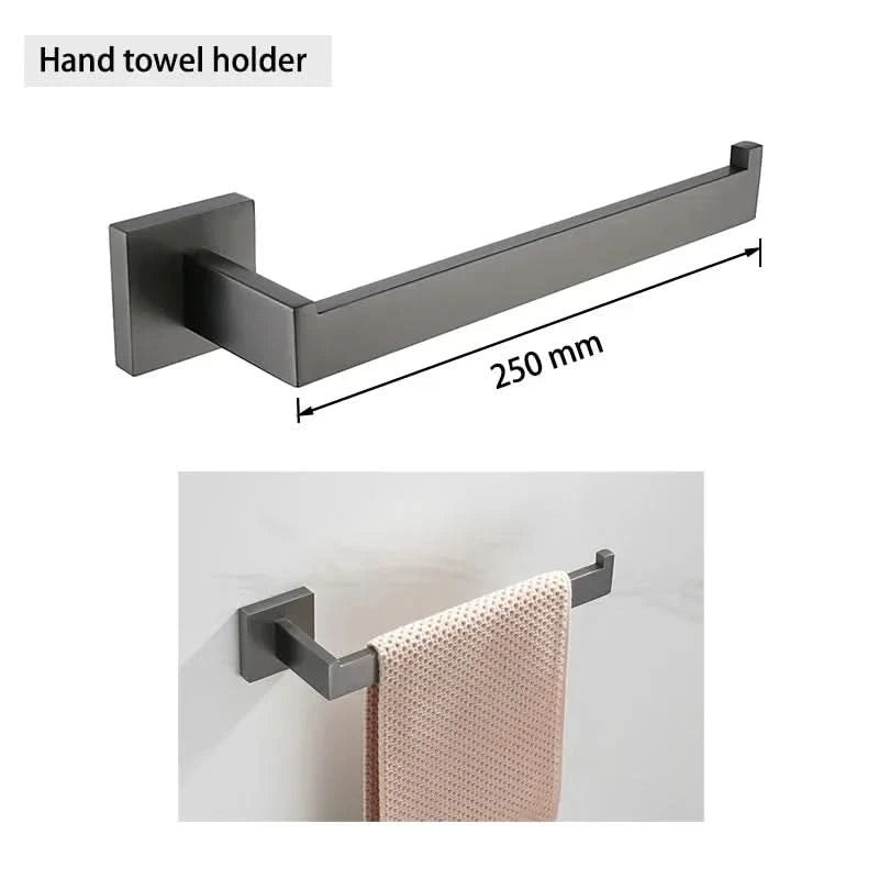 Gunmetal Stainless Steel Bathroom Accessorie Hardware Towel Rack,Toilet Paper Holder, Robe Hook, Towel Bar