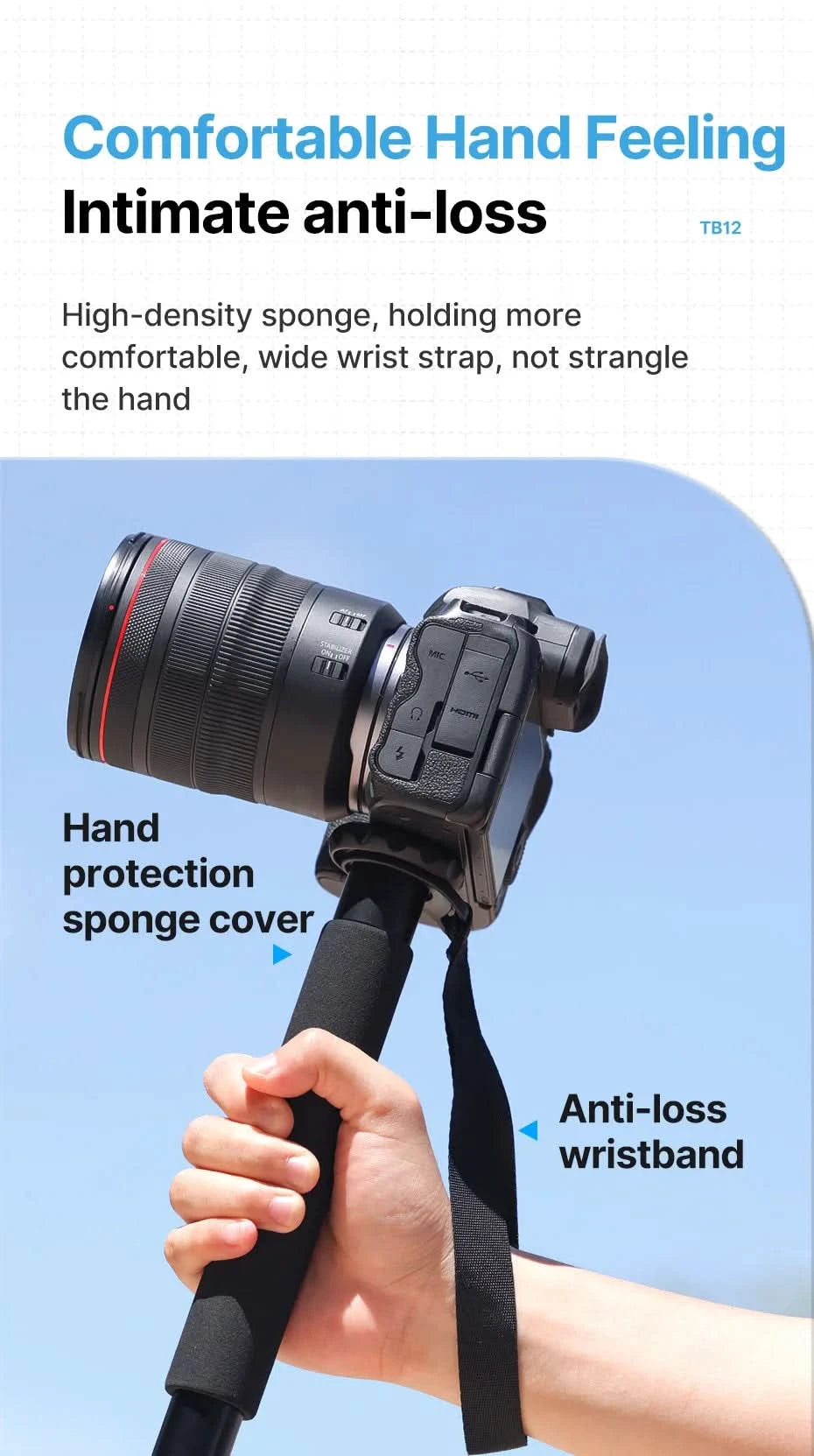 Ulanzi Leichtes Einbeinstativ Aluminium DSLR-Kamerastativ für 1/4''3/8'' Wanderungen Reisen Selfie-Stick Max. 155cm Verlängerung 5KG Belastung