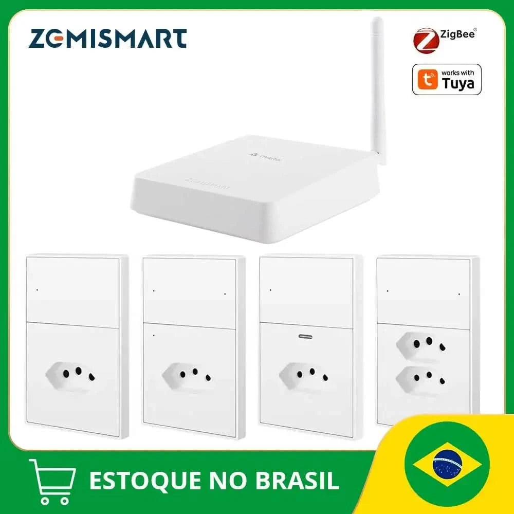 Zemismart Matter Zigbee Hub Work with Tuya Homekit Smartthings Google Home Zigbee Brazil Socket Outlet Smart Wall Tomada 10A 20A