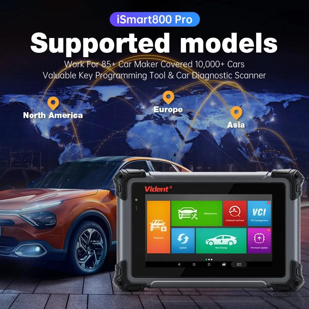 VIDENT iSmart800 Pro OBD2 Scanner Full System Car Diagnostic Tool Key Programming Bi-Directional Control 40+ Reset CAN FD& DoIP