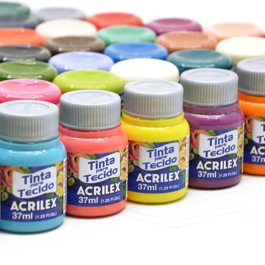 Kit Of 12 Acrilex Fabric Paints 37ml Choose Colors For Crafts And Sewing