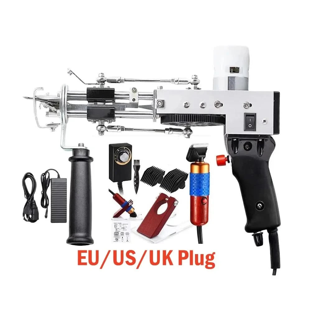 2-in-1-Tufting-Gun-Set, elektrische Tufting-Pistole, 7–21 mm Tufting-Pistole, mit Wollgarn und Tufting-Gewebe, Trimmer für Anfänger