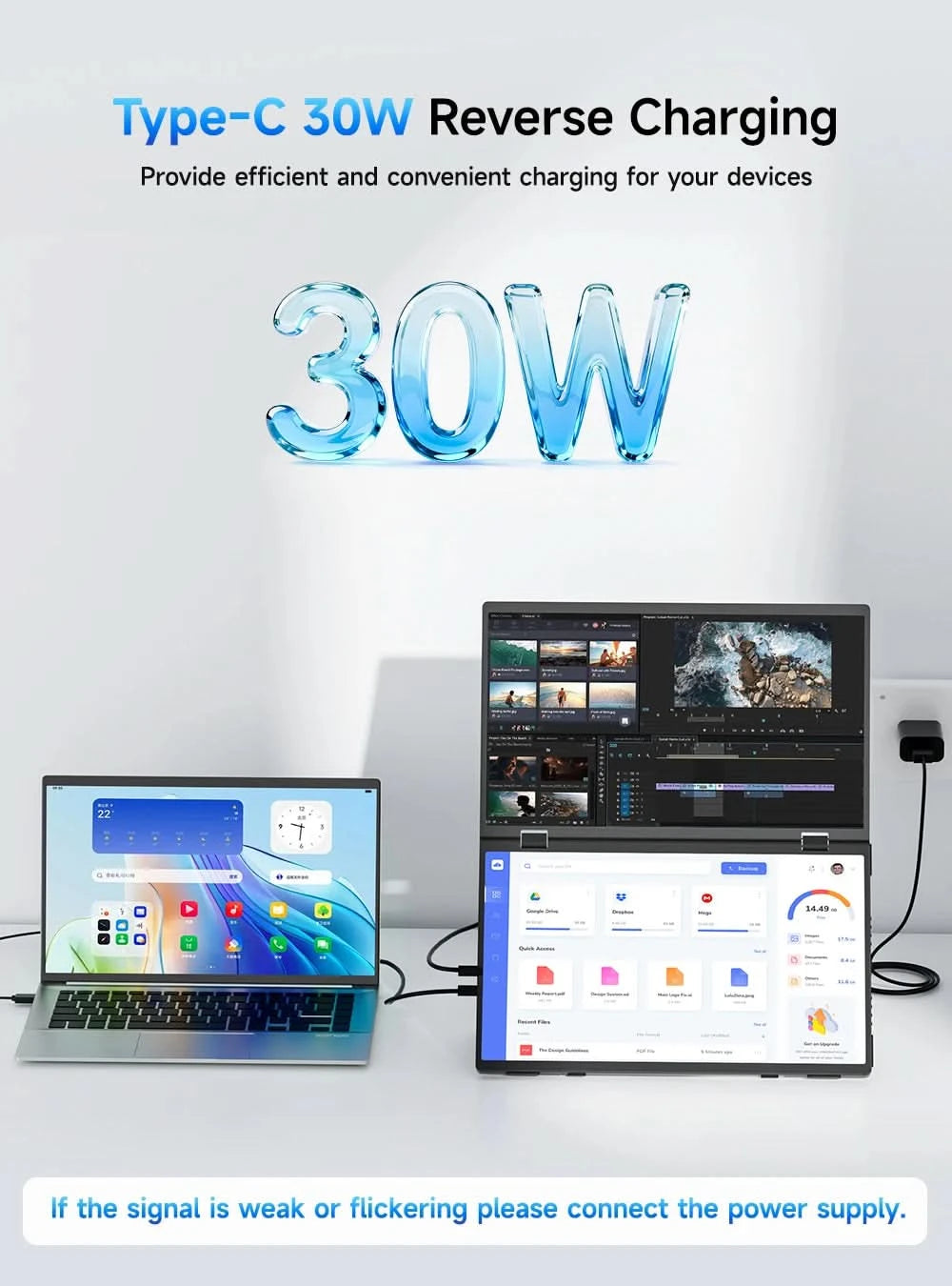 EVICIV Stacked Portable Monitor 15.6 Inch Dual Foldable Travel Display 1080P 100% sRGB USB-C HDMI Triple Laptop Screen Extender