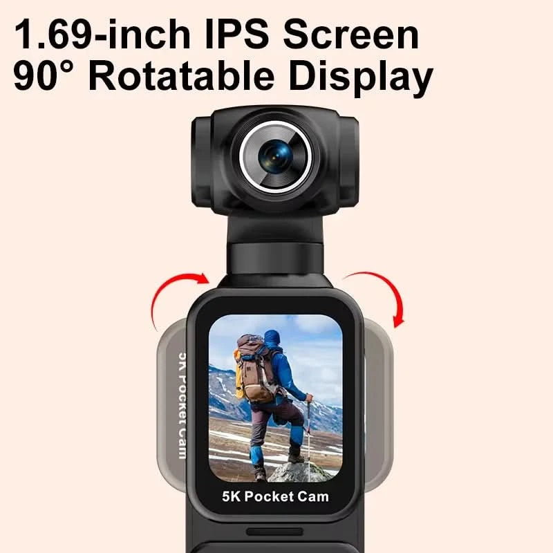 K28 5K Ultra Clear Handheld Action-Kamera 1,69 Zoll Gesichtserkennung Automatische 270°-drehbare Linse Verfolgungsaufnahmen Sport-Daumenkamera
