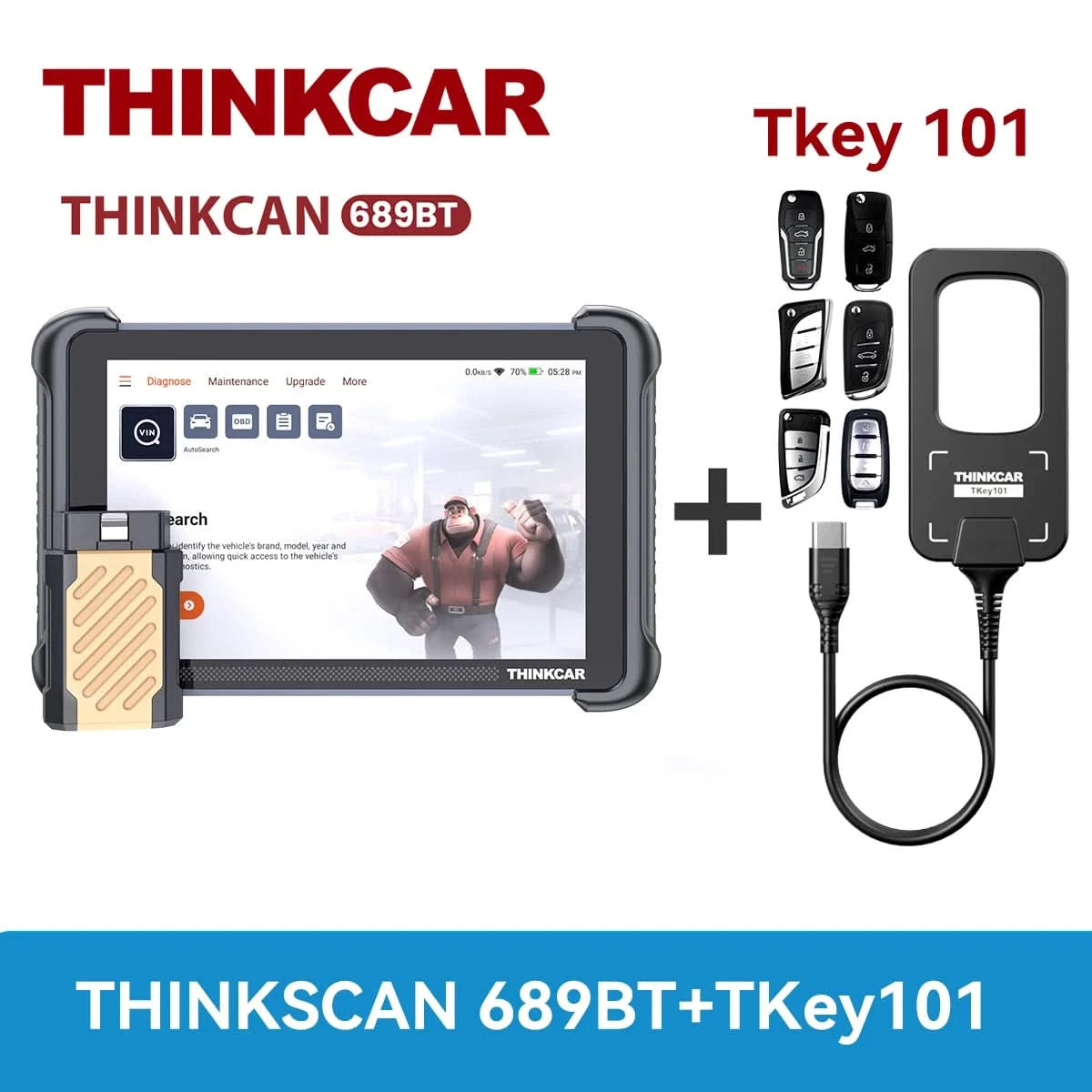 Globale Version THINKCAR THINKSCAN 689BT OBD2 Diagnosegerät DOIP CANFD Bidirektionale ECU-Codierung 35 Rücksetzungen Lebenslange kostenlose Updates