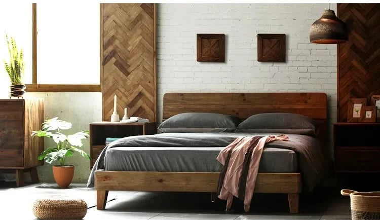 Modern Storage Bedroom Furniture Wood King Size Bed  Sets with Night Stands