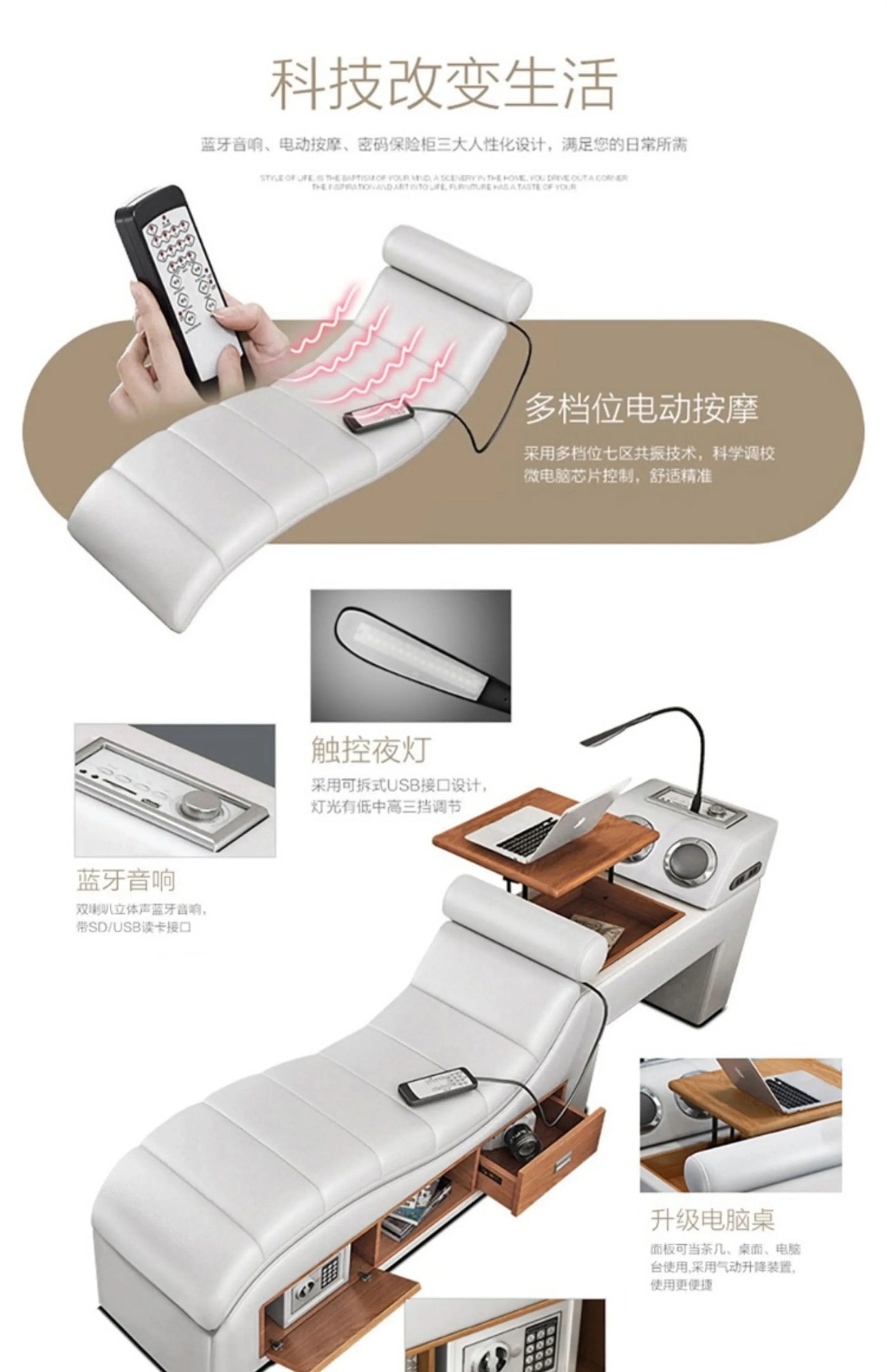 Headboard Storage Double Bed Queen Drawers King Size Smart Bed Luxury Princess Modern Letto Matrimoniale Bedroom Furniture