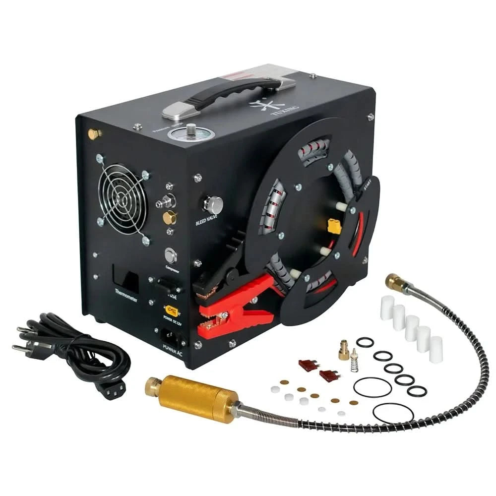 TUXING 300Bar 4500Psi PCP Luftkompressor Hochdruckkompressor mit integriertem 12V tragbaren Netzteil Lüfter Auto-Stopp TXES062