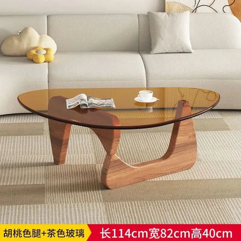 Modern simple creative round coffee table household small apartment living room tempered glass coffee table Internet celebrity