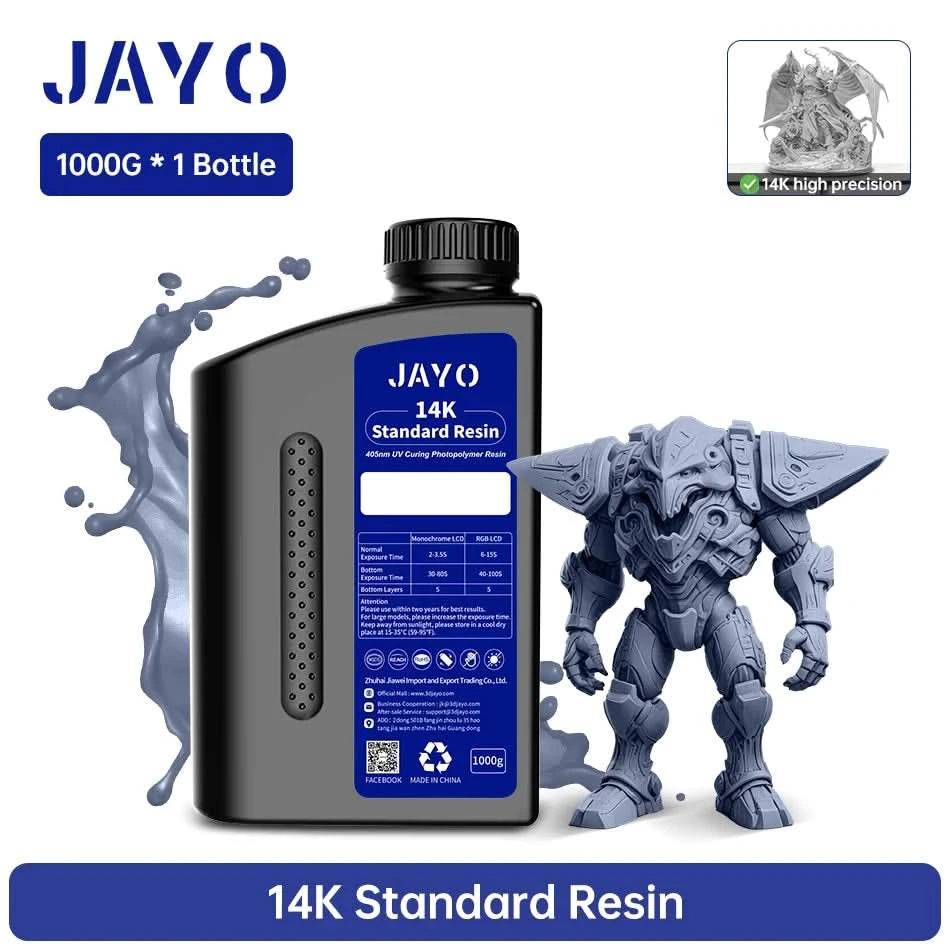 JAYO UV-Harz ABS-ähnlich/Standard/Pflanzlich/Nylon-ähnlich/Wasserwaschbar 1KG 405nm Flüssiges Rapid UV-Härtung für LCD 3D-Druckmaterial