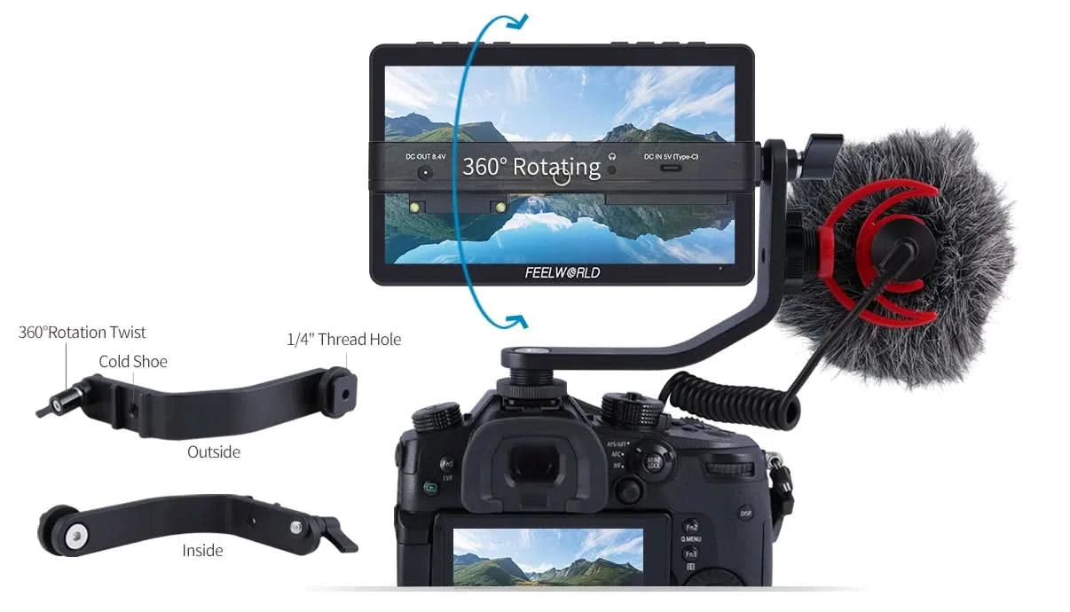 FEELWORLD F5 Pro V4 6 Zoll DSLR-Kamera-Feldmonitor Touchscreen 3D LUT FHD1920 1080 4K HDMI Video Fokusassistent für Gimbal