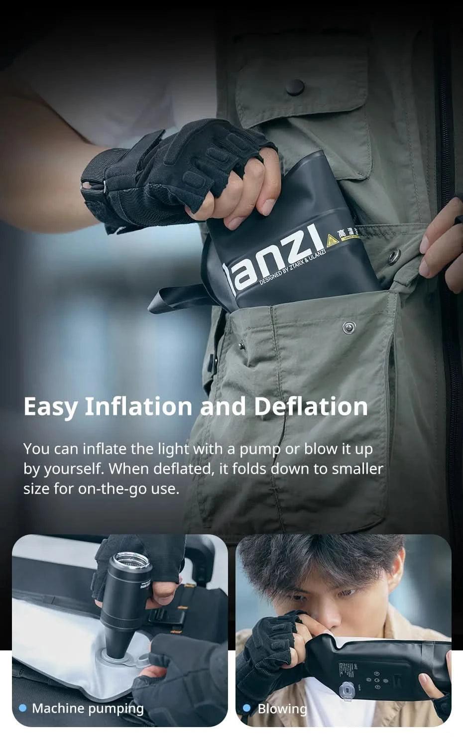 Ulanzi UA12 12W Portable Air Tube Light Bi-Color for Portrait Photograph Livestreaming 2700K-6500K CCT TPU Tube Light Stick