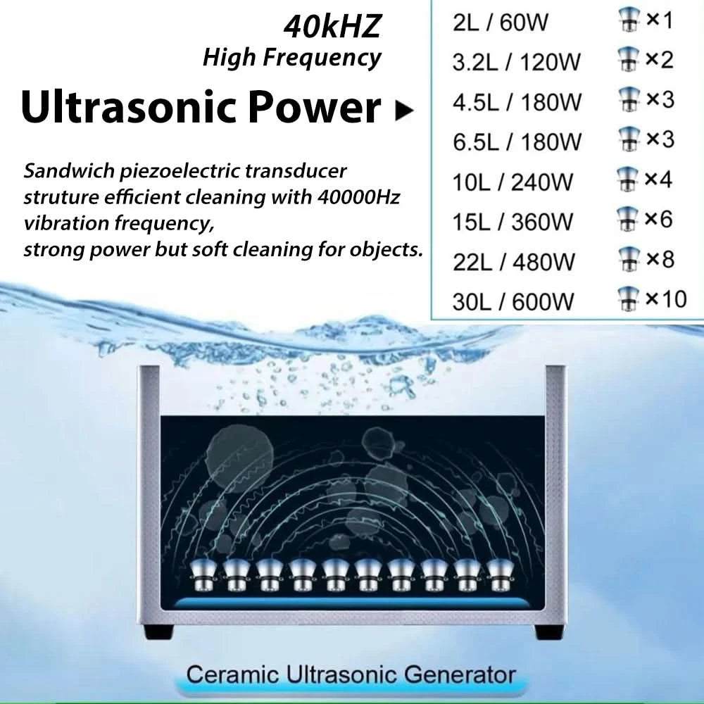 2/3/6/10L/30L Digitaler Ultraschallreiniger mit Heizfunktion 220V 40KHZ Edelstahl Ultraschallreinigungsgerät Haushaltsgerät