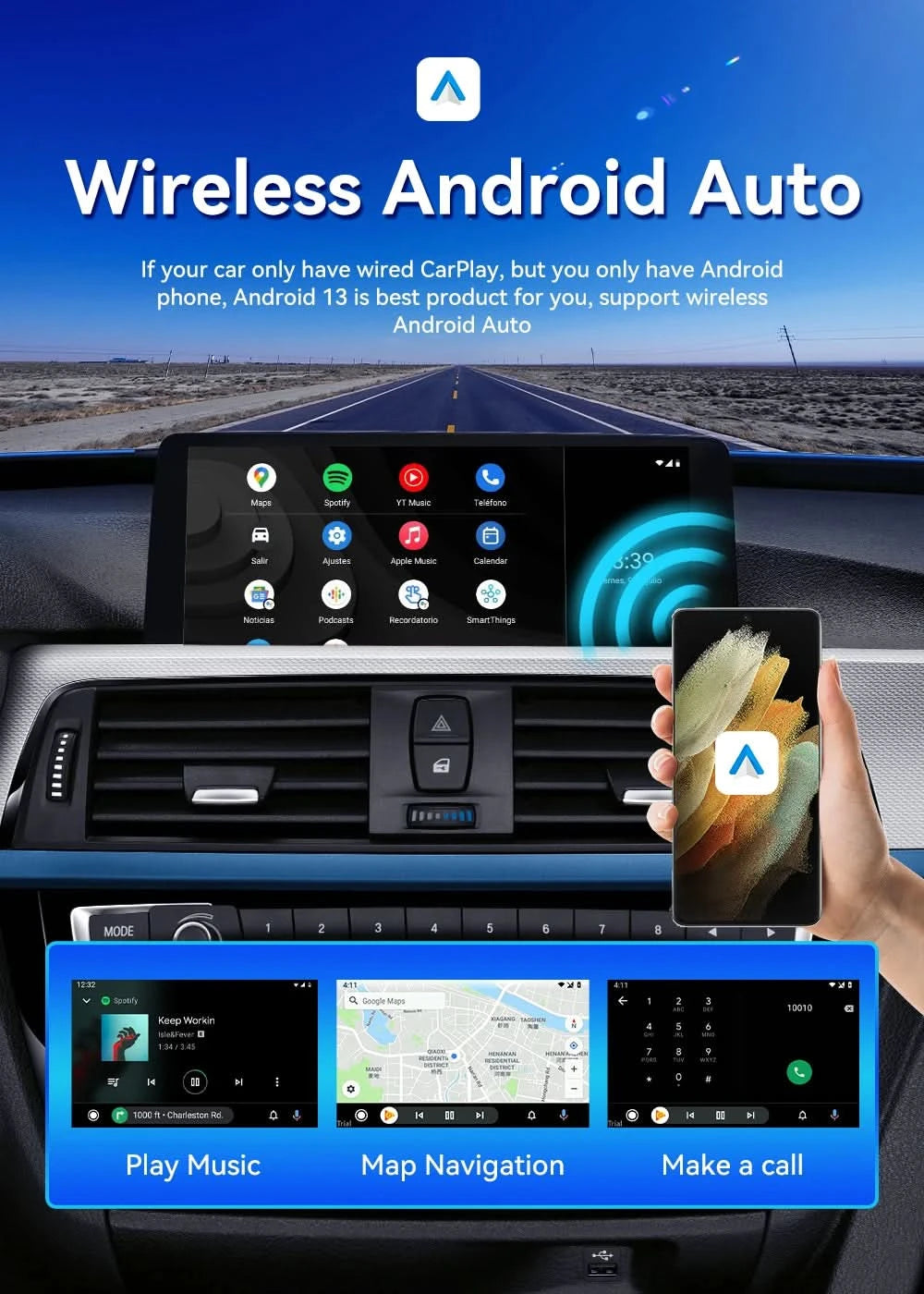 2026 NEW CarlinKit CarPlay Ai Box Qualcomm 8-Core Android 13 Wireless Carplay Android Auto Car Video TV Box WiFi SIM For Netflix