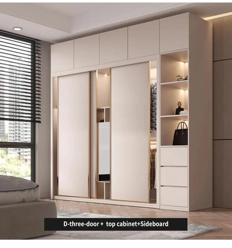SchiebetürenschrankNordisches modernes Heim-Möbel Schlafzimmer Schreibtisch Kommode in einer Kombination Leichter Luxus-Eckkleiderschrank Möbel